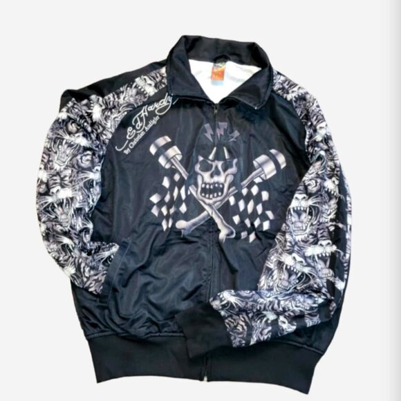 Ed Hardy Other - Ed Hardy by Christian Audigier Skull Track Jacket Y2K Tattoo Streetwear Zip-Up